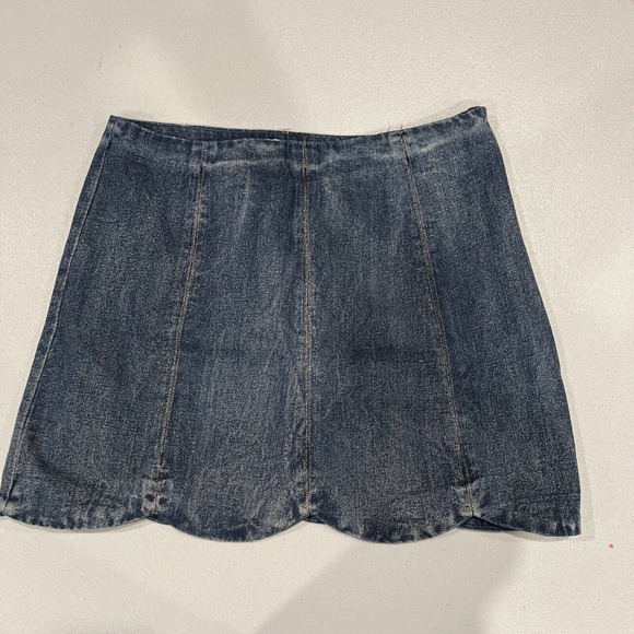 Altar’d State Dresses & Skirts - Altered State Skirt Women Large Blue Jean Denim Mini Scalloped